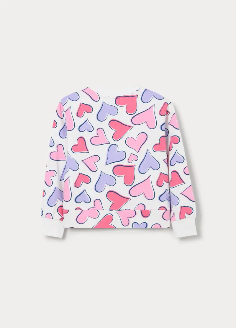 Felpa In French Terry Di Puro Cotone Bambina, Bianco miniatura 2