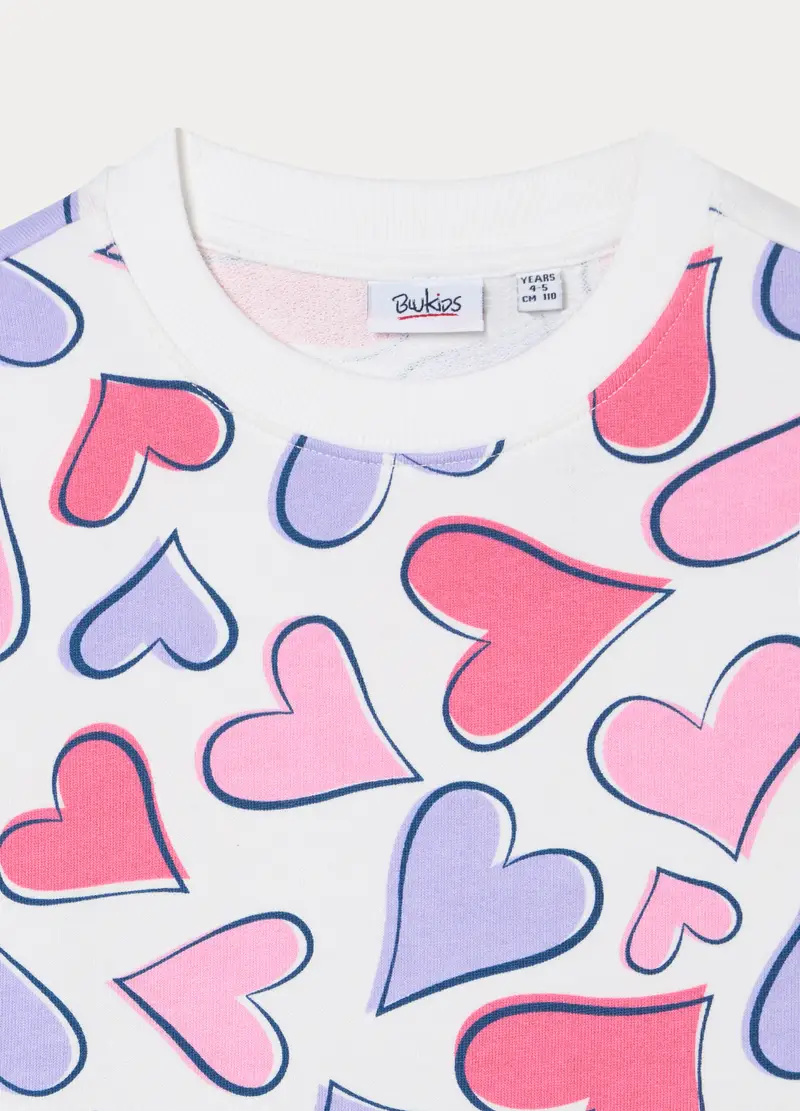 Felpa In French Terry Di Puro Cotone Bambina, Bianco miniatura 3