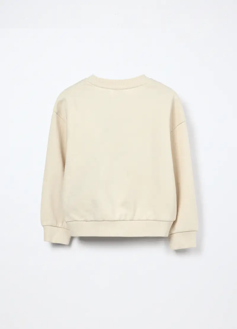 Felpa In French Terry Di Puro Cotone Bambina, Bianco avorio miniatura 2