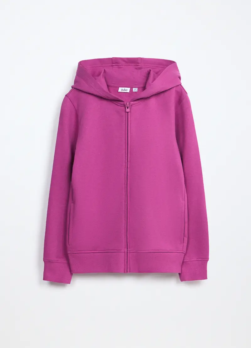 Felpa In French Terry Di Puro Cotone Bambina, Rosa ciclamino