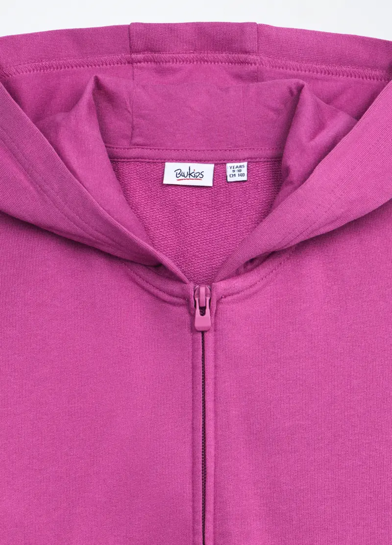 Felpa In French Terry Di Puro Cotone Bambina, Rosa ciclamino miniatura 3