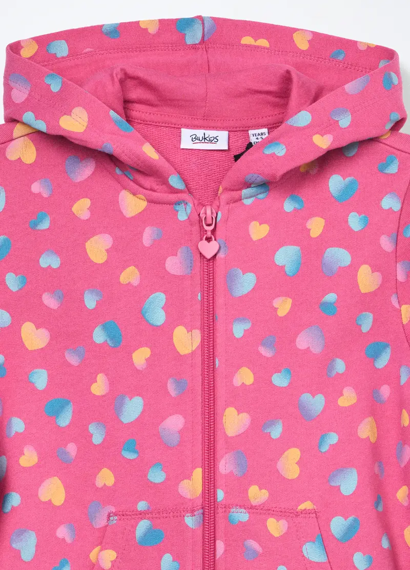 Blukids, Felpa In French Terry Di Puro Cotone Bambina, Rosa fuxia, Taglia: 3-4 miniatura 2