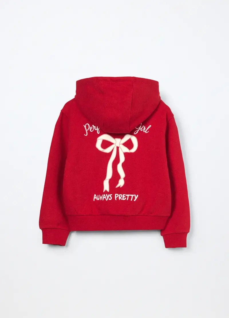 Felpa In French Terry Di Puro Cotone Bambina, Rosso aragosta miniatura 2