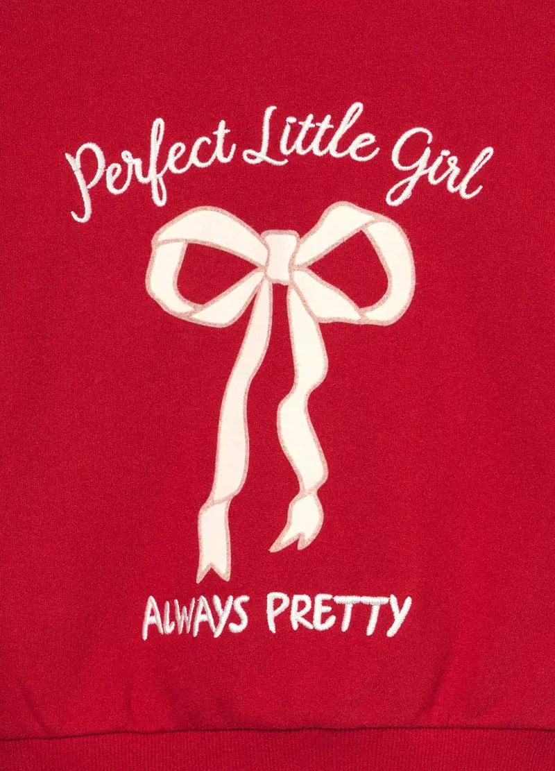 Felpa In French Terry Di Puro Cotone Bambina, Rosso aragosta miniatura 3