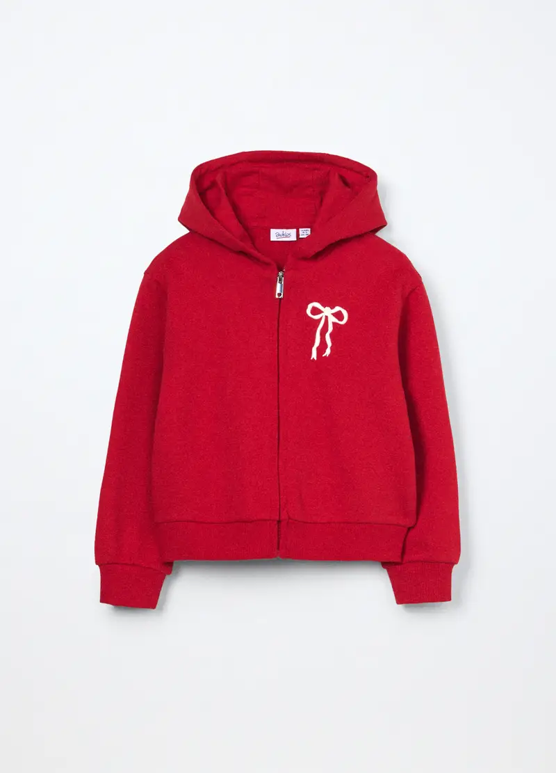 Felpa In French Terry Di Puro Cotone Bambina, Rosso aragosta