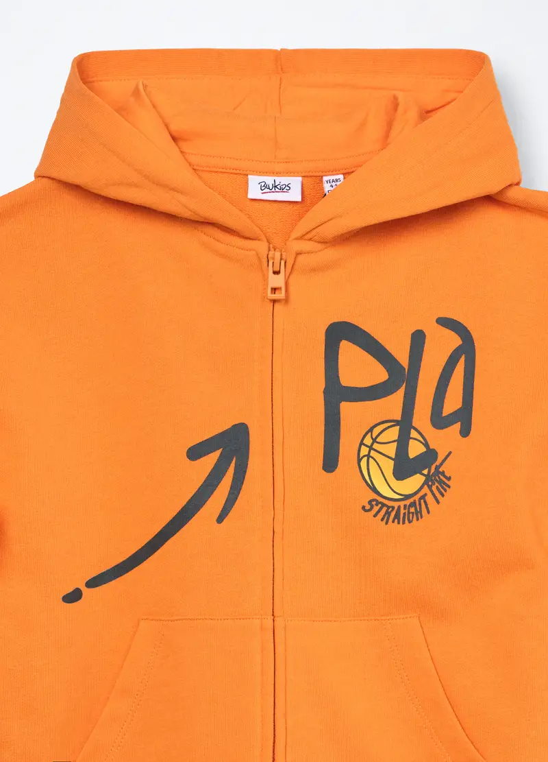 Blukids, Felpa In French Terry Di Puro Cotone Bambino, Arancione papaya, Taglia: 3-4 miniatura 2