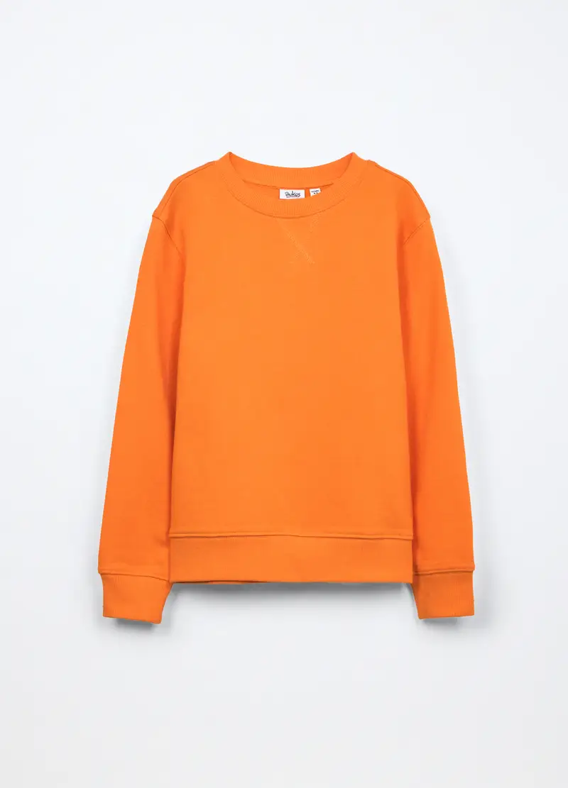 Felpa In French Terry Di Puro Cotone Bambino, Arancione tangerine