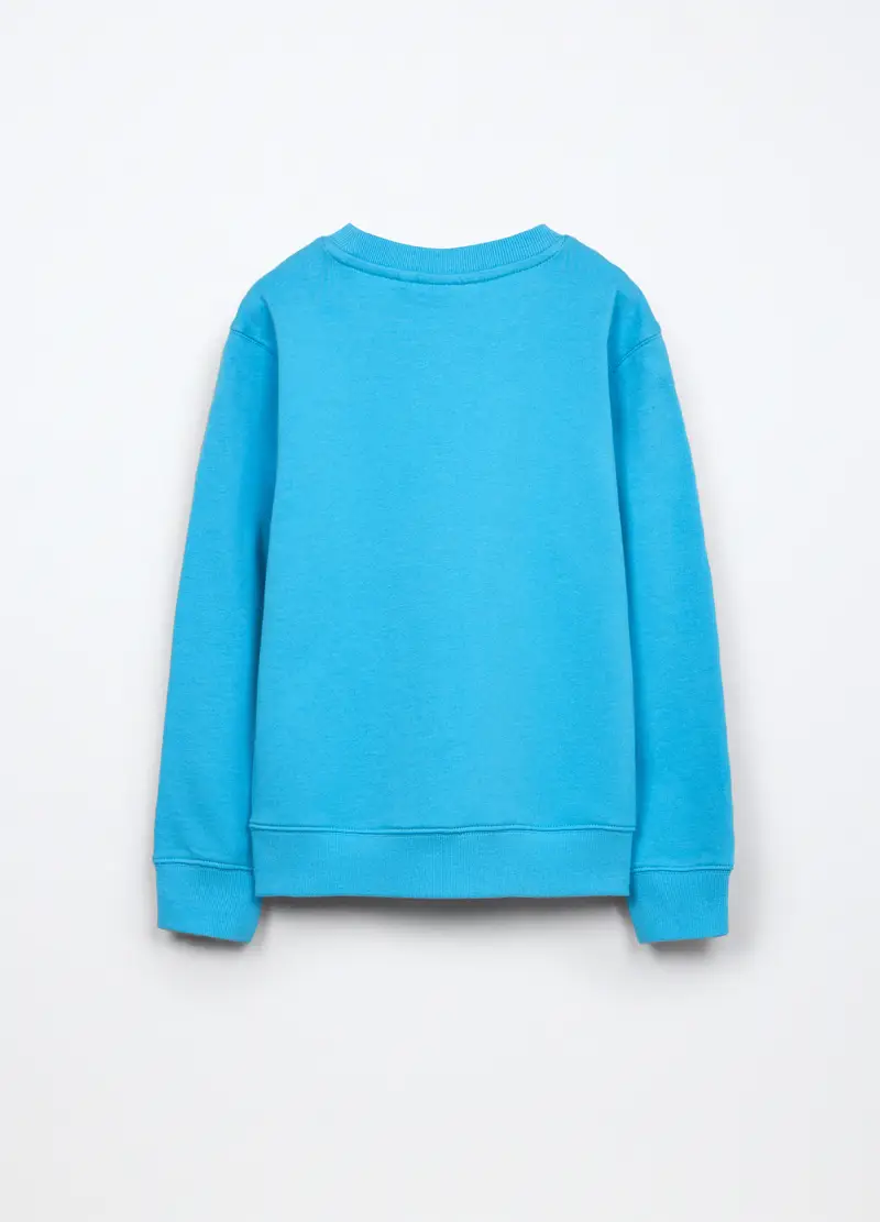 Felpa In French Terry Di Puro Cotone Bambino, Azzurro cielo miniatura 2