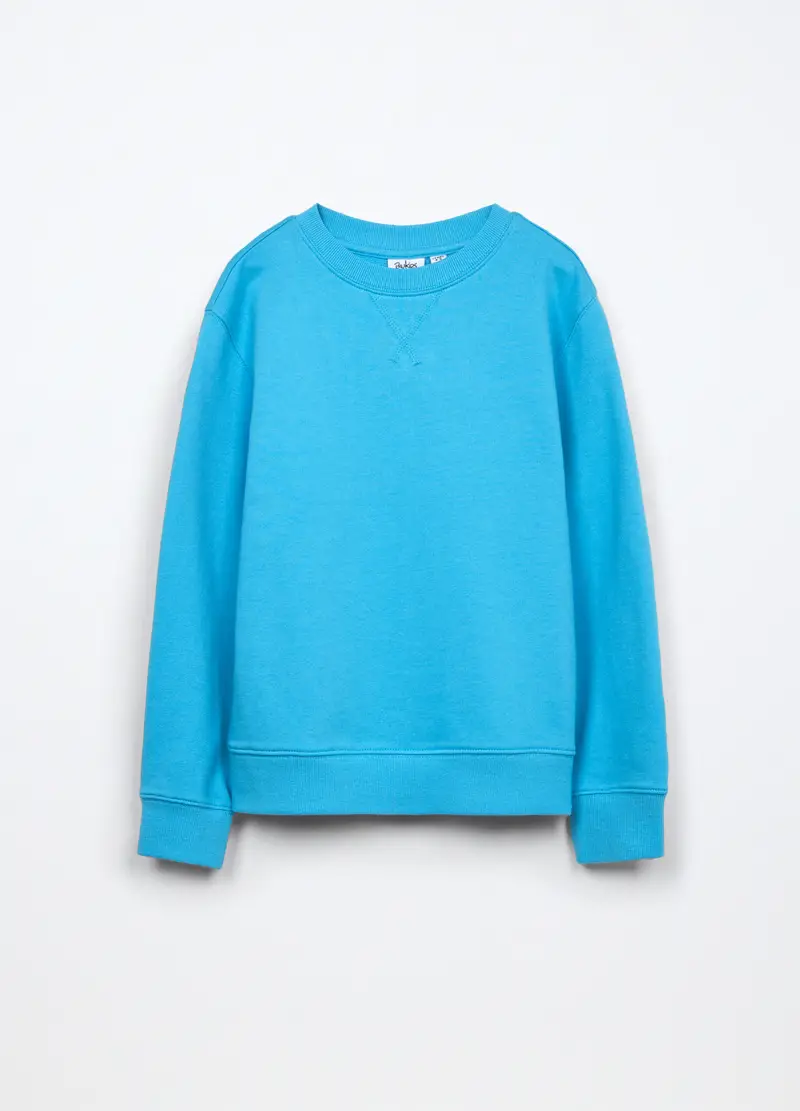 Felpa In French Terry Di Puro Cotone Bambino, Azzurro cielo