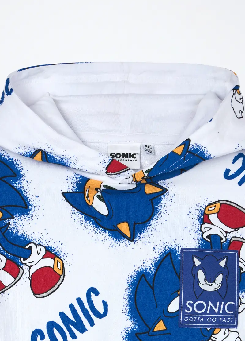 Felpa In French Terry Di Puro Cotone Bambino, Bianco miniatura 3