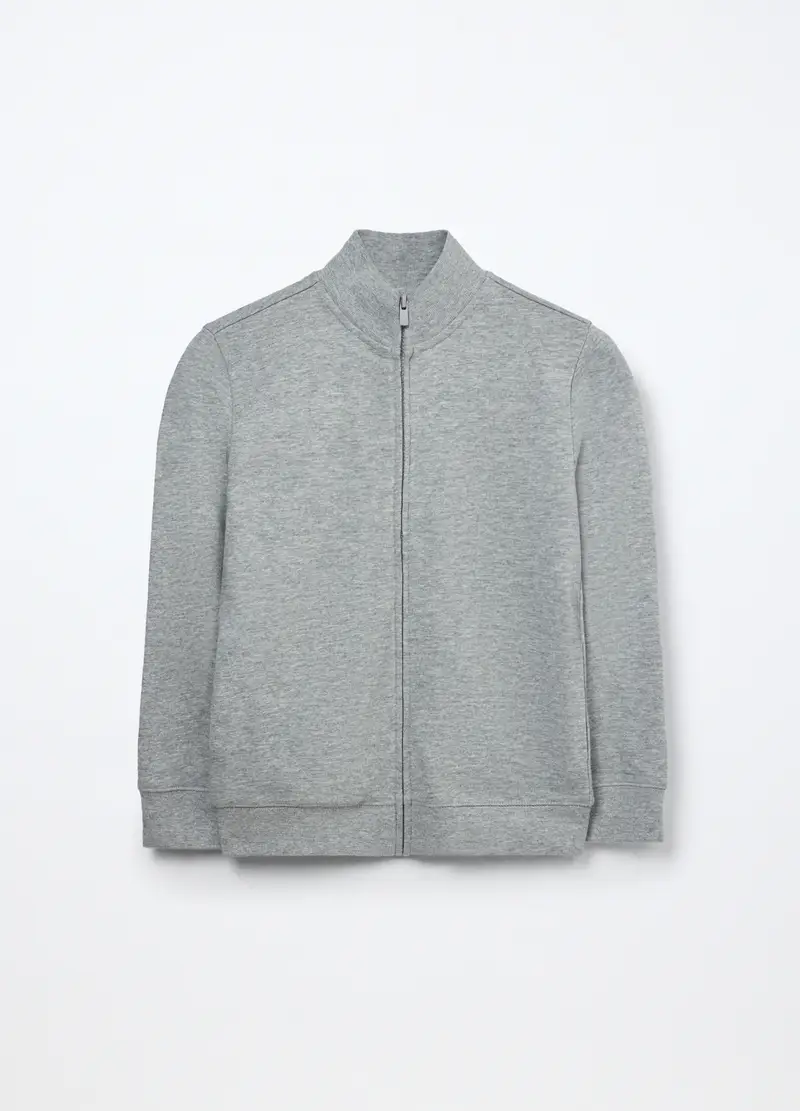 Blukids, Felpa In French Terry Di Puro Cotone Bambino, Grigio chiaro melange, Taglia: 3-4