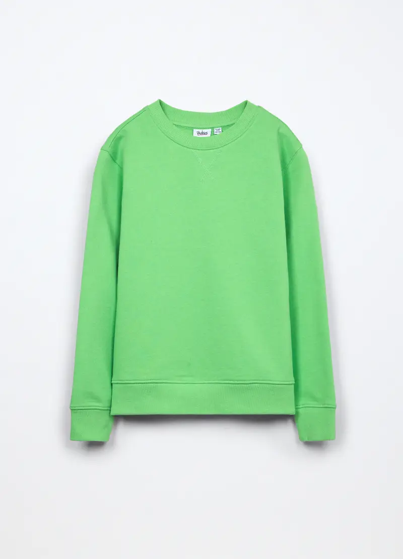 Felpa In French Terry Di Puro Cotone Bambino, Verde mela