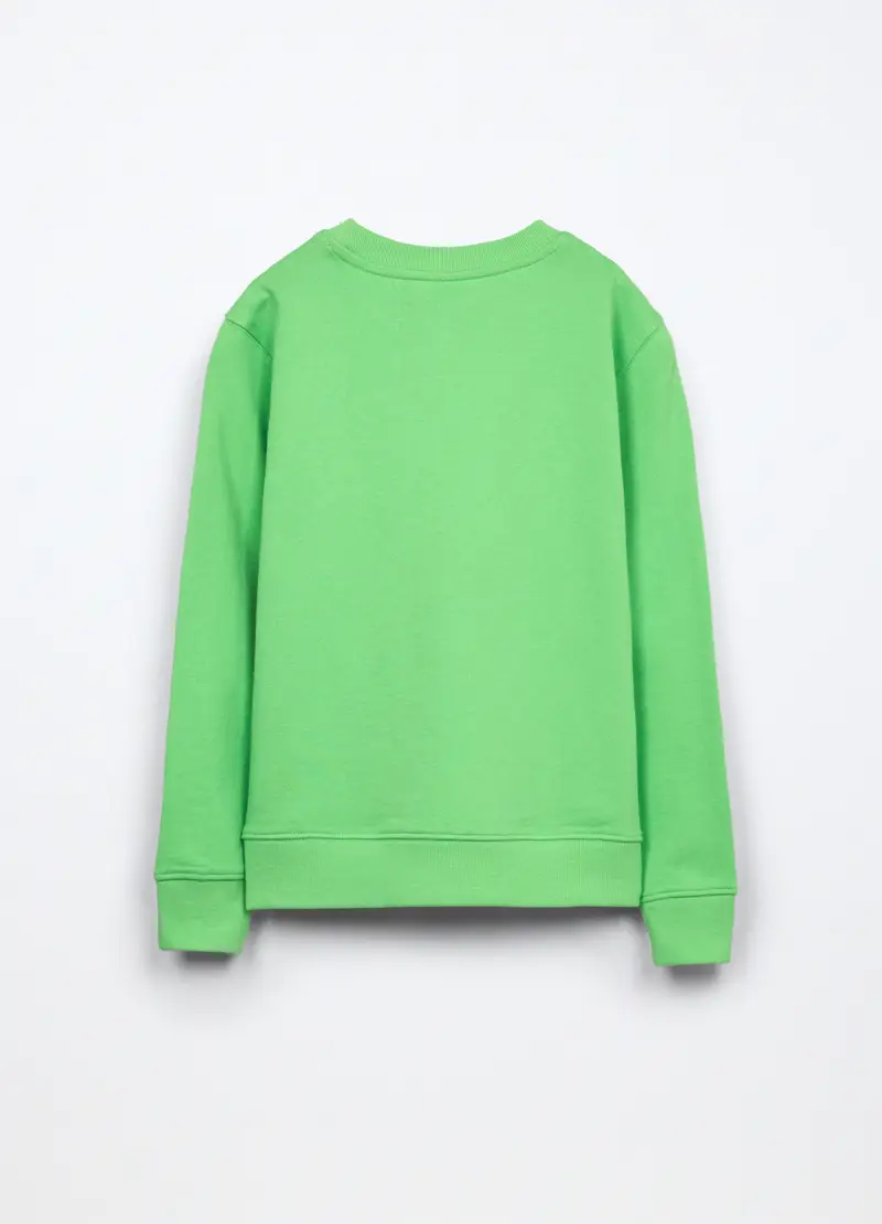 Felpa In French Terry Di Puro Cotone Bambino, Verde mela miniatura 2