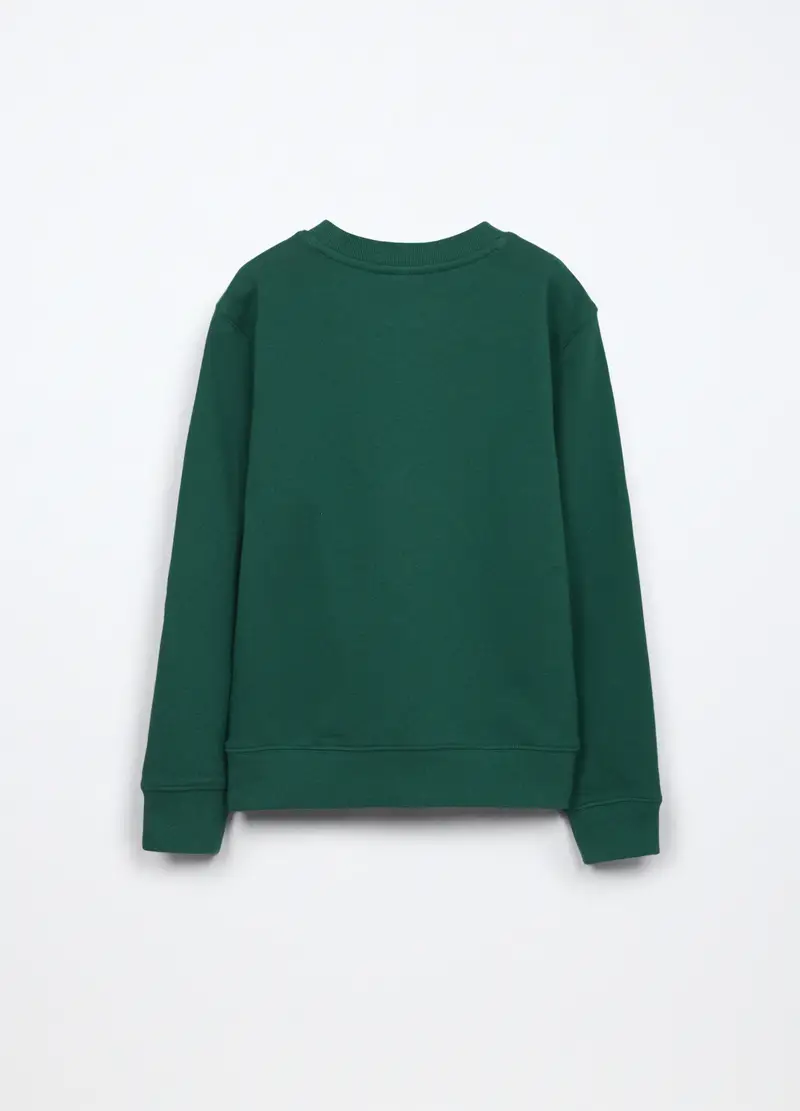 Felpa In French Terry Di Puro Cotone Bambino, Verde scuro miniatura 2