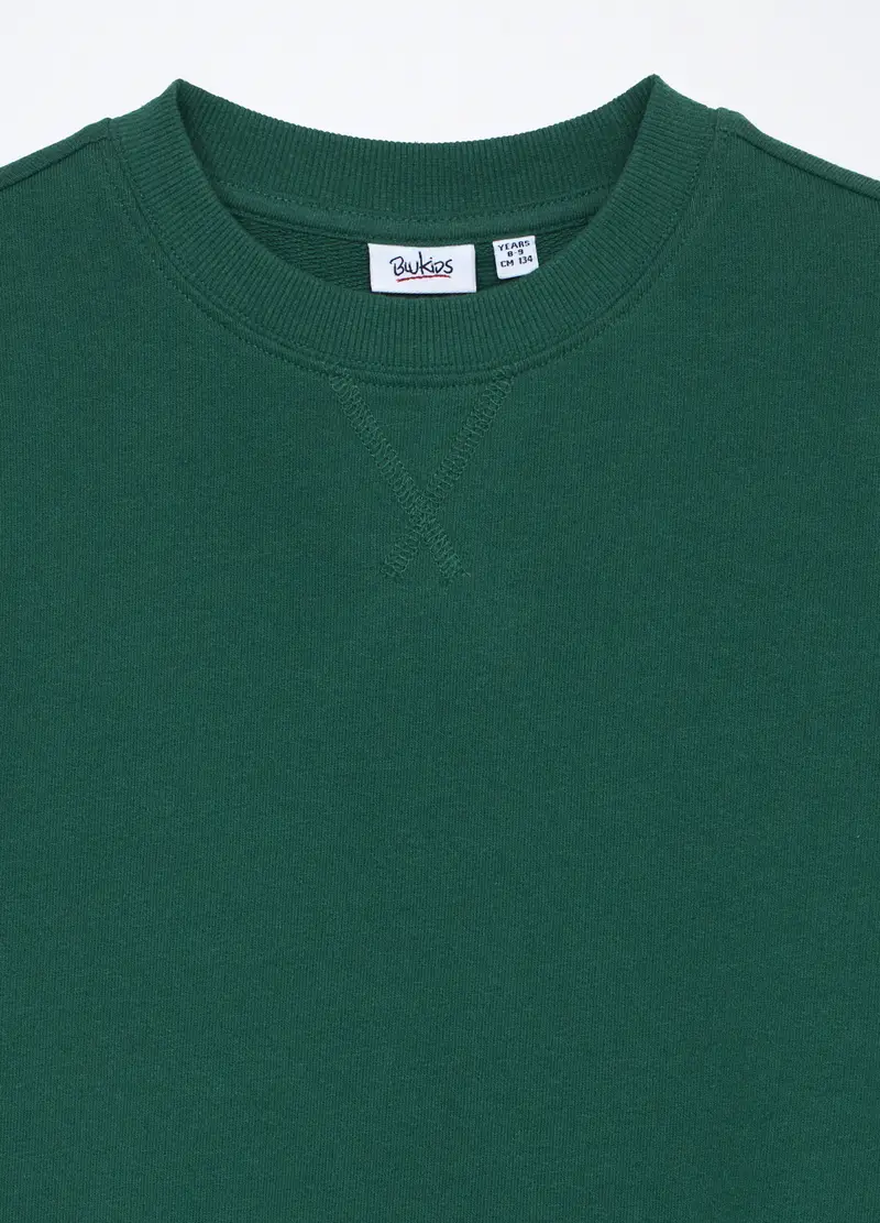 Felpa In French Terry Di Puro Cotone Bambino, Verde scuro miniatura 3