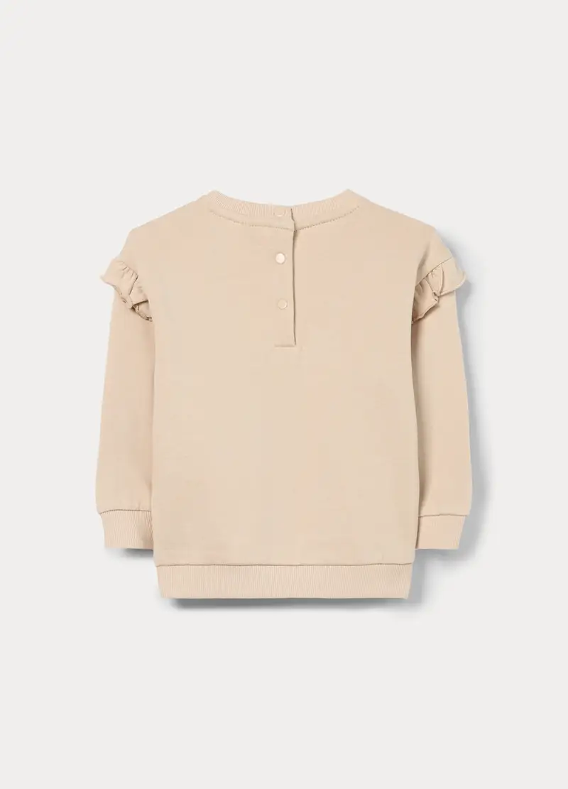 Felpa In French Terry Di Puro Cotone Bimba, Bambina, Beige chiaro miniatura 2