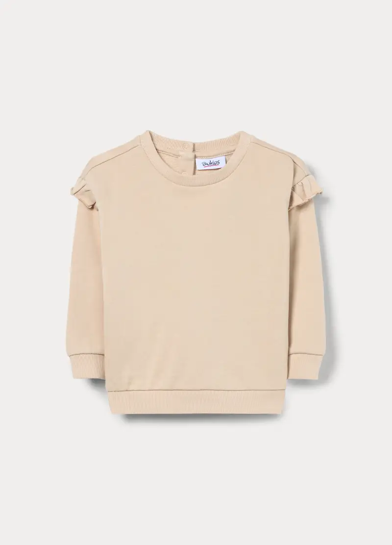 Felpa In French Terry Di Puro Cotone Bimba, Bambina, Beige chiaro