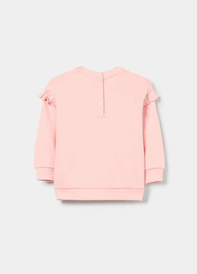 Felpa In French Terry Di Puro Cotone Bimba, Bambina, Rosa chiaro miniatura 2