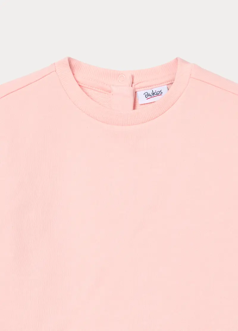 Felpa In French Terry Di Puro Cotone Bimba, Bambina, Rosa chiaro miniatura 3