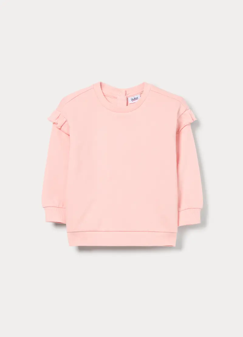 Felpa In French Terry Di Puro Cotone Bimba, Bambina, Rosa chiaro