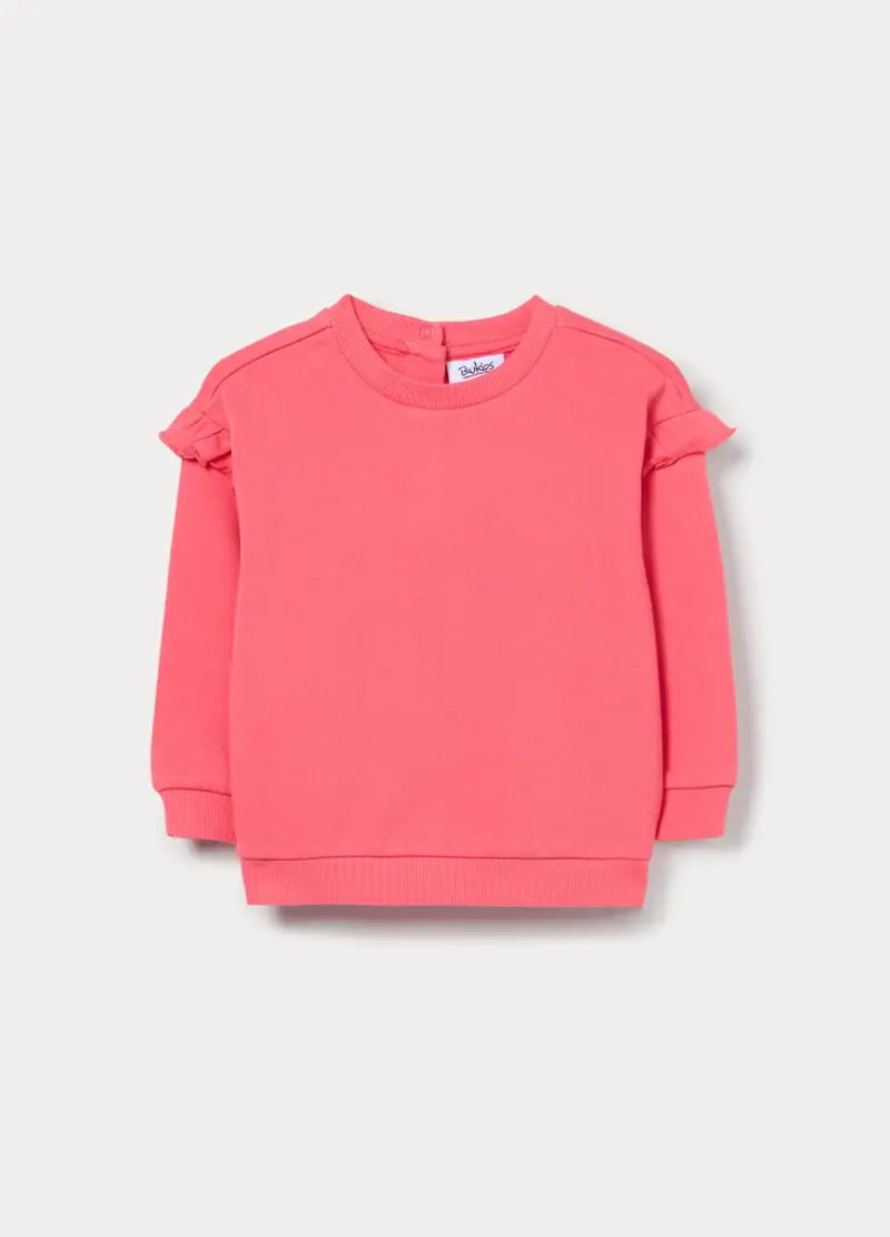 Felpa In French Terry Di Puro Cotone Bimba, Bambina, Rosa corallo