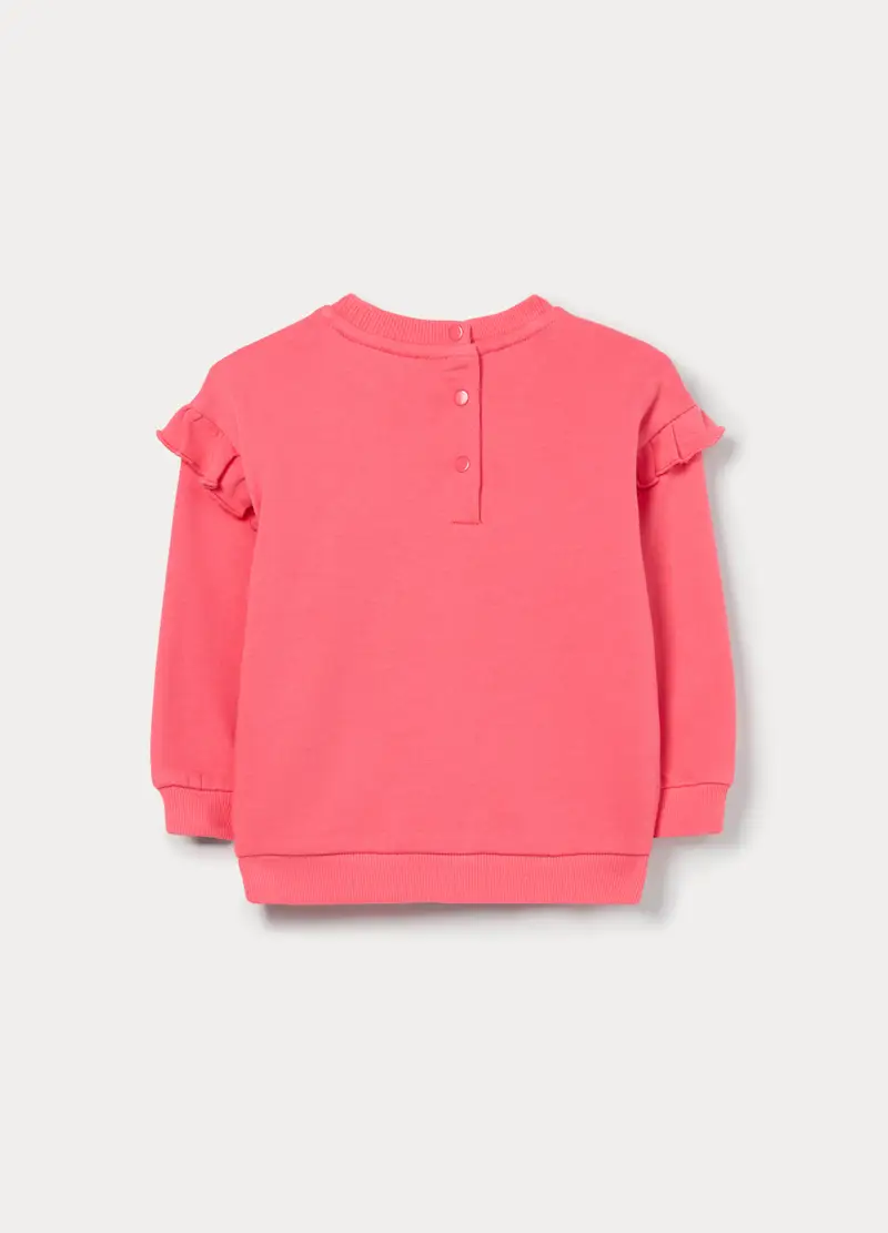 Felpa In French Terry Di Puro Cotone Bimba, Bambina, Rosa corallo miniatura 2