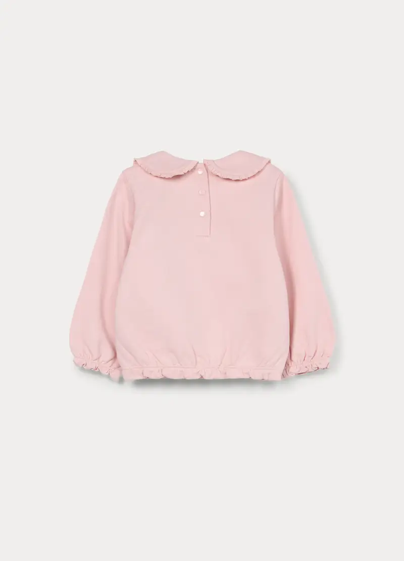 Felpa In French Terry Di Puro Cotone Bimba, Bambina, Rosa pastello miniatura 2