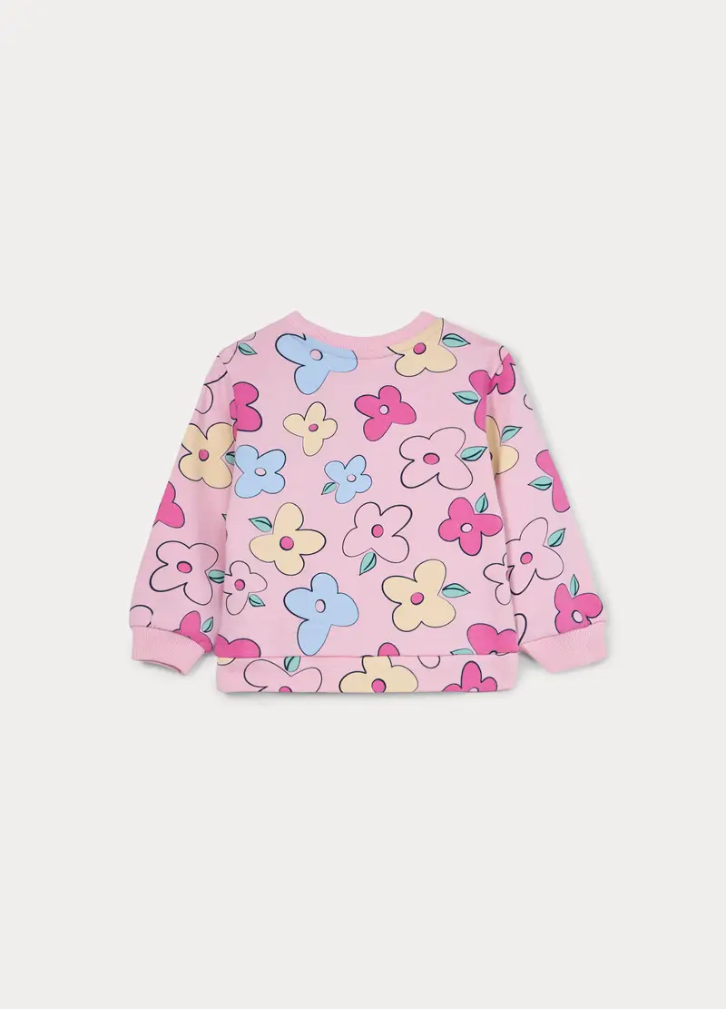 Felpa In French Terry Di Puro Cotone Bimba, Bambina, Rosa pastello miniatura 2