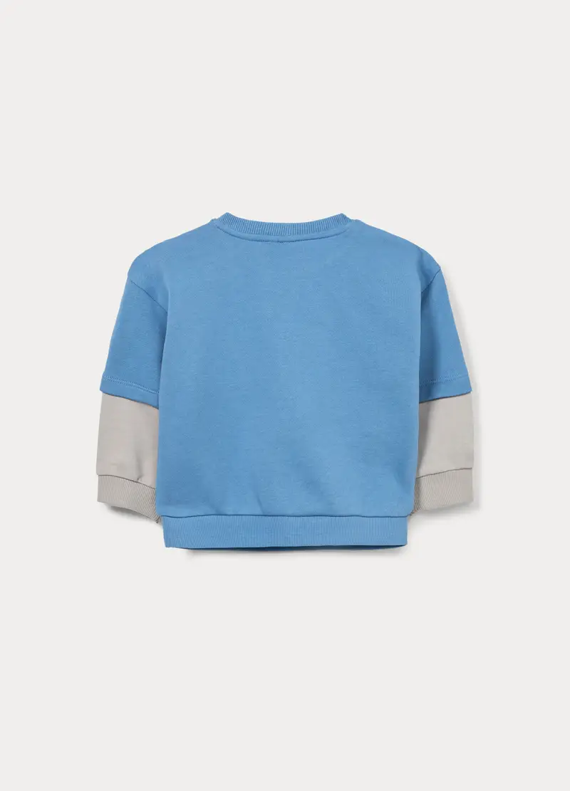 Felpa In French Terry Di Puro Cotone Bimbo, Bambino, Azzurro cielo miniatura 2