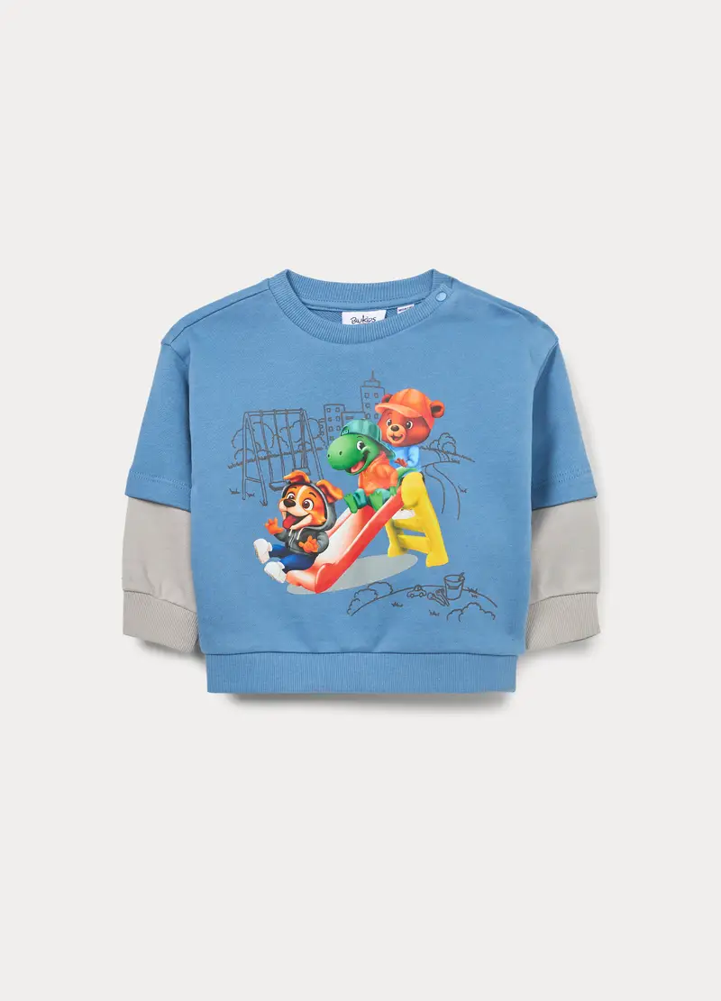 Felpa In French Terry Di Puro Cotone Bimbo, Bambino, Azzurro cielo