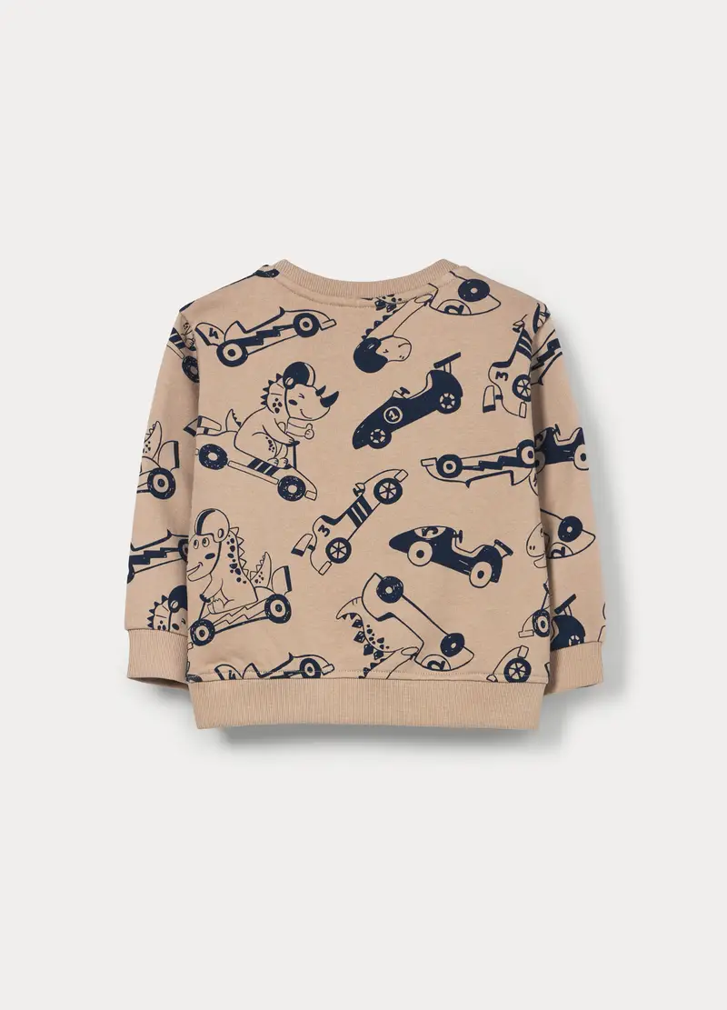 Felpa In French Terry Di Puro Cotone Bimbo, Bambino, Beige scuro miniatura 2