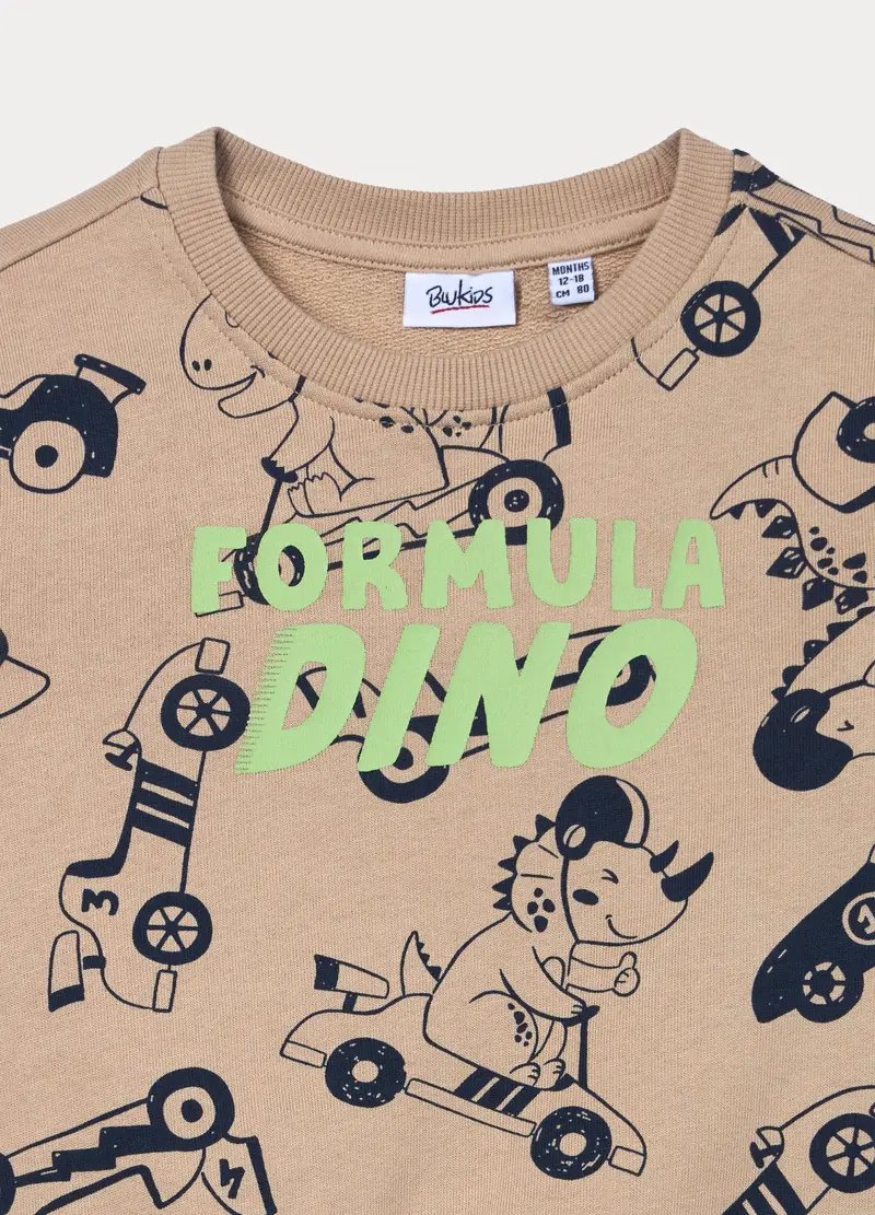 Felpa In French Terry Di Puro Cotone Bimbo, Bambino, Beige scuro miniatura 3