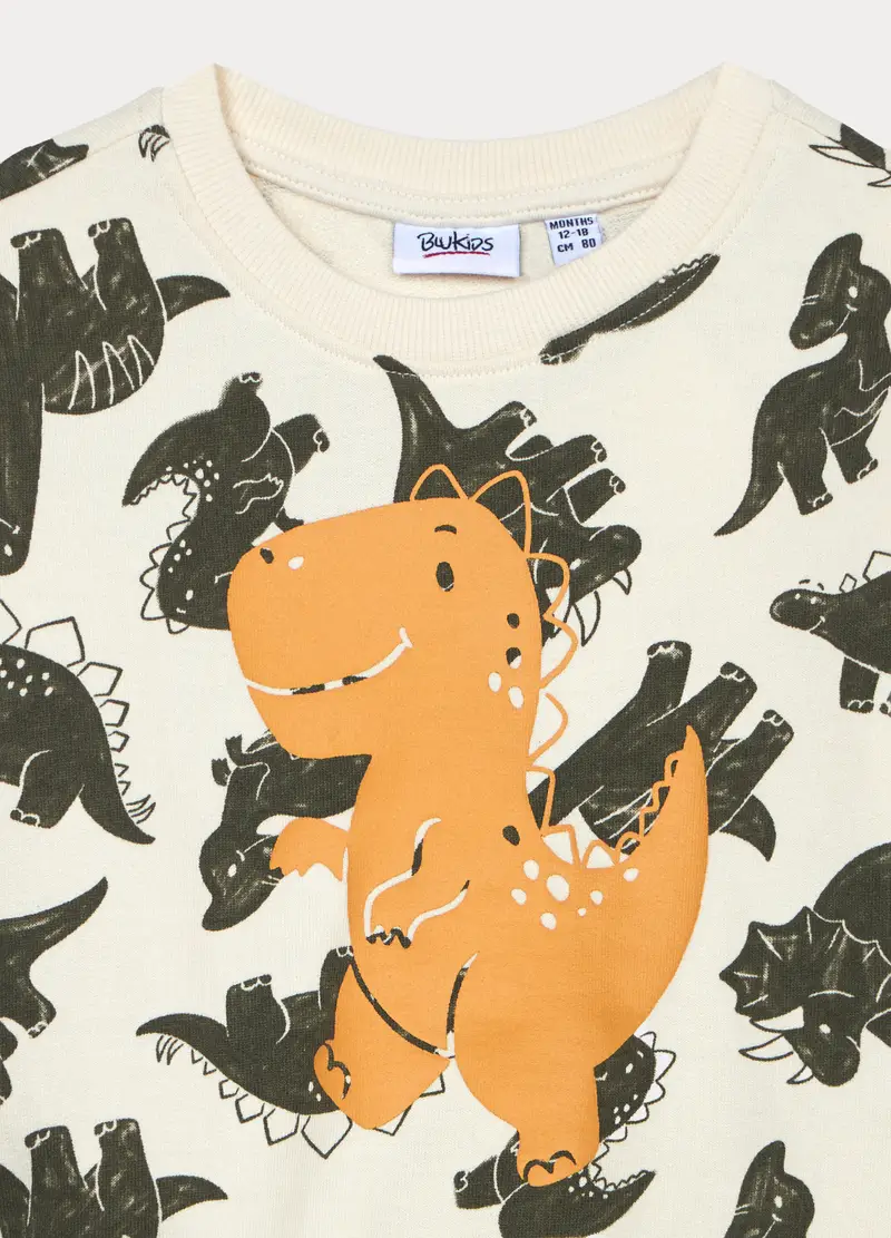 Felpa In French Terry Di Puro Cotone Bimbo, Bambino, Bianco miniatura 3