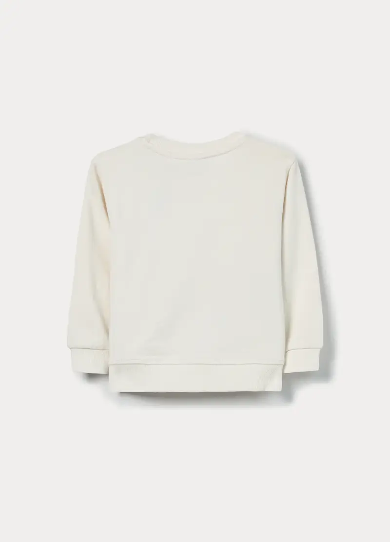 Felpa In French Terry Di Puro Cotone Bimbo, Bambino, Bianco panna miniatura 2