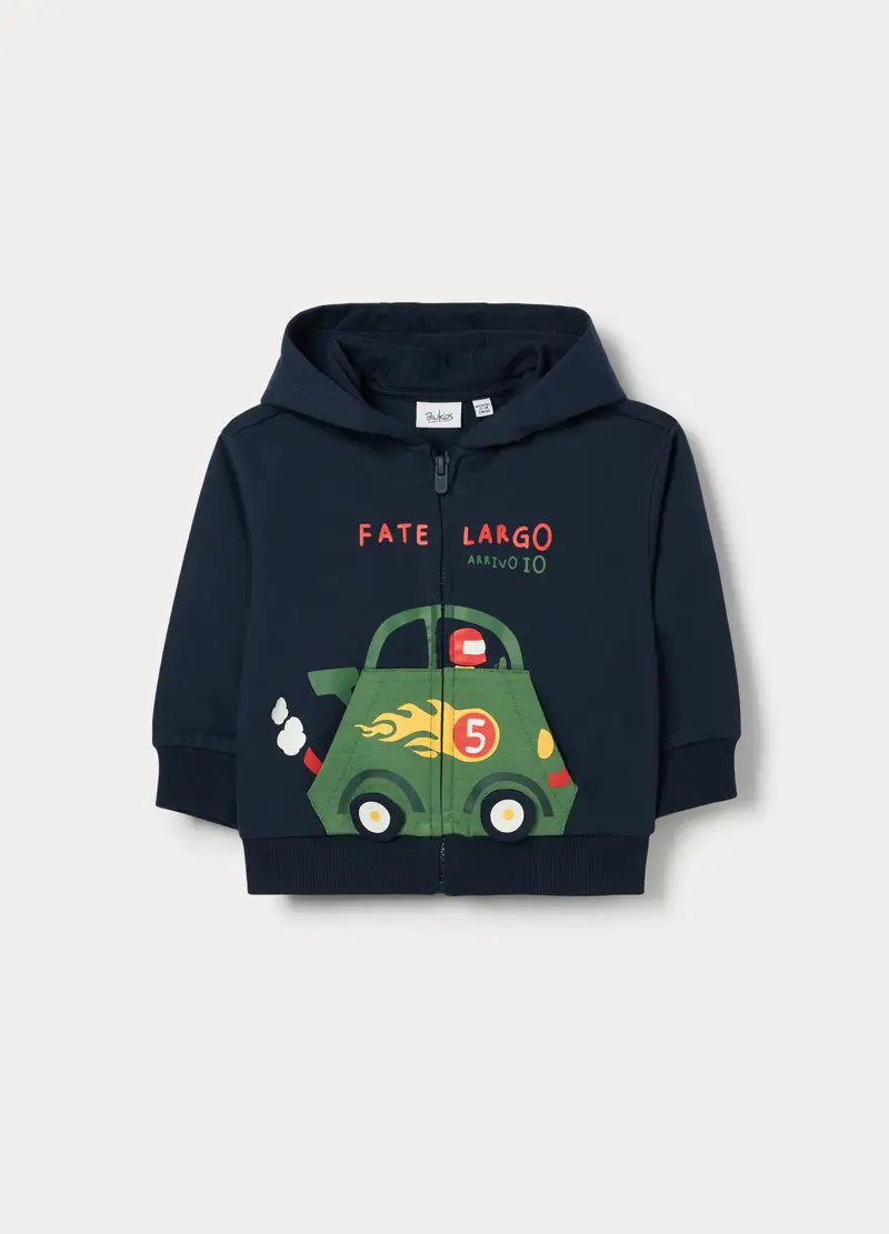 Felpa In French Terry Di Puro Cotone Bimbo, Bambino, Blu scuro