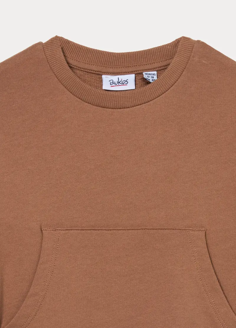 Felpa In French Terry Di Puro Cotone Bimbo, Bambino, Marrone cioccolato miniatura 3