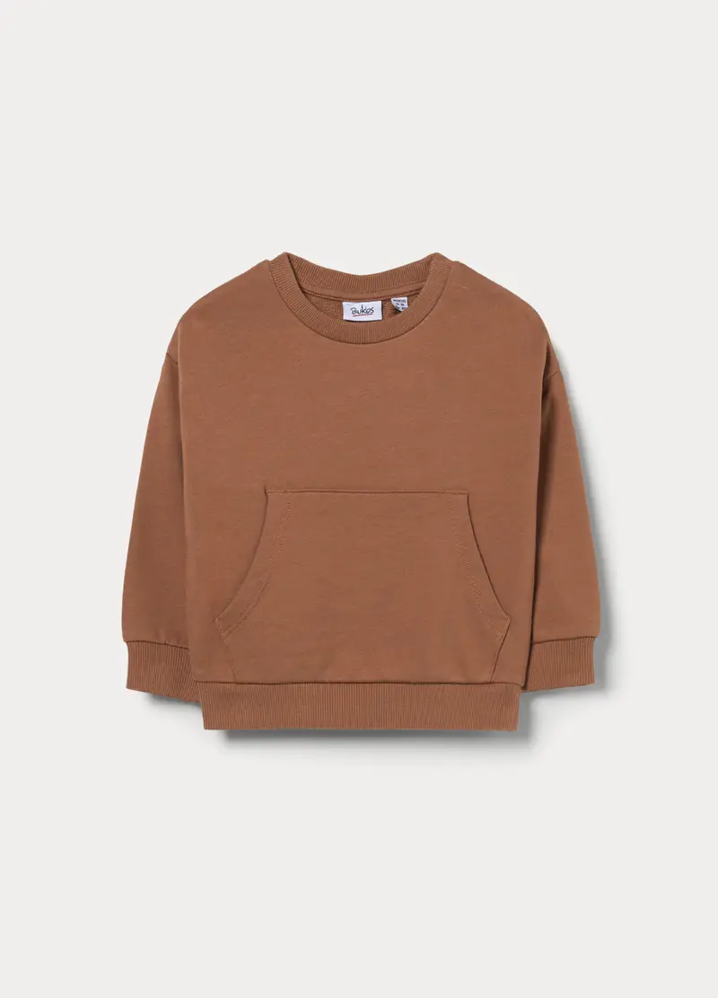 Felpa In French Terry Di Puro Cotone Bimbo, Bambino, Marrone cioccolato