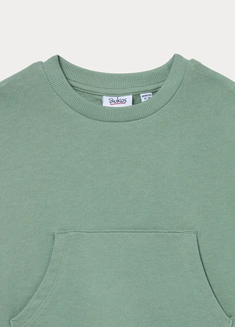 Felpa In French Terry Di Puro Cotone Bimbo, Bambino, Verde salvia miniatura 2