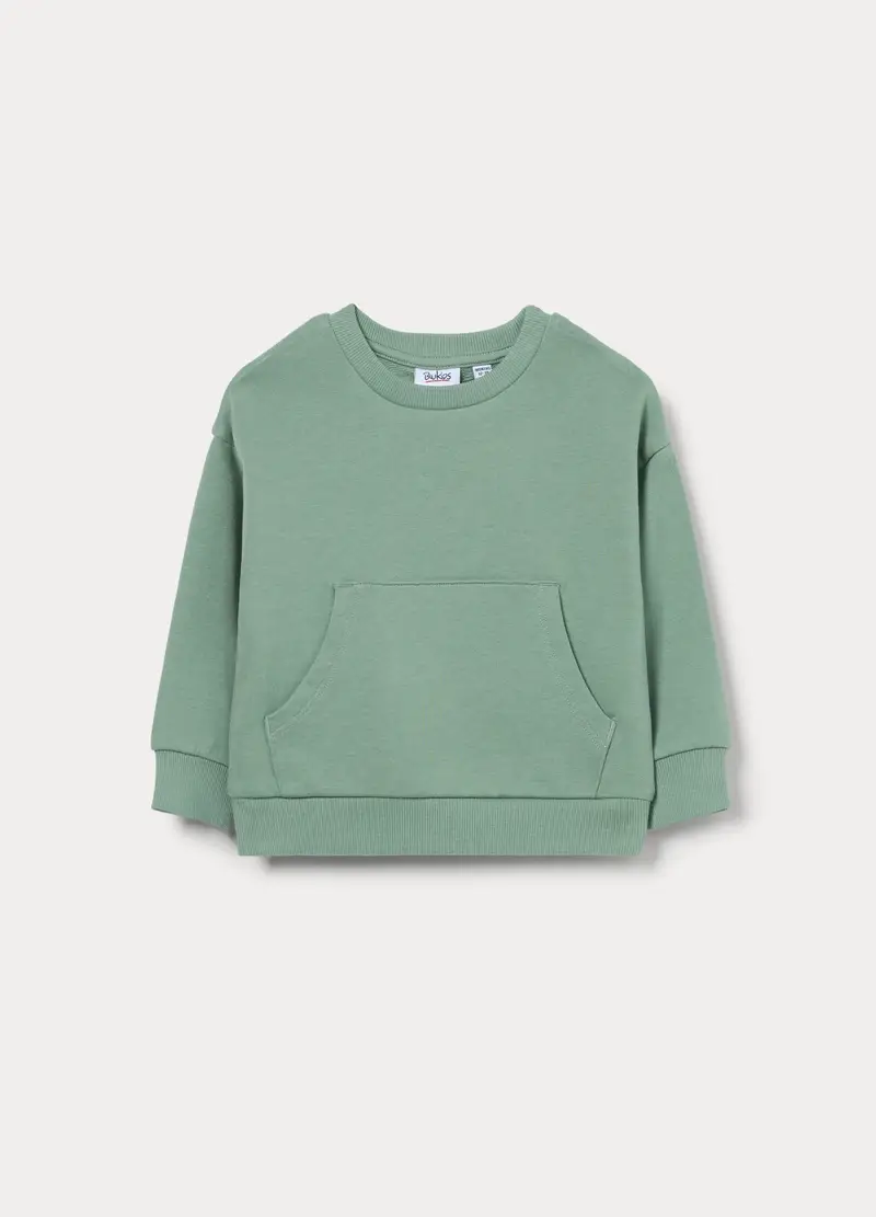 Felpa In French Terry Di Puro Cotone Bimbo, Bambino, Verde salvia miniatura 3