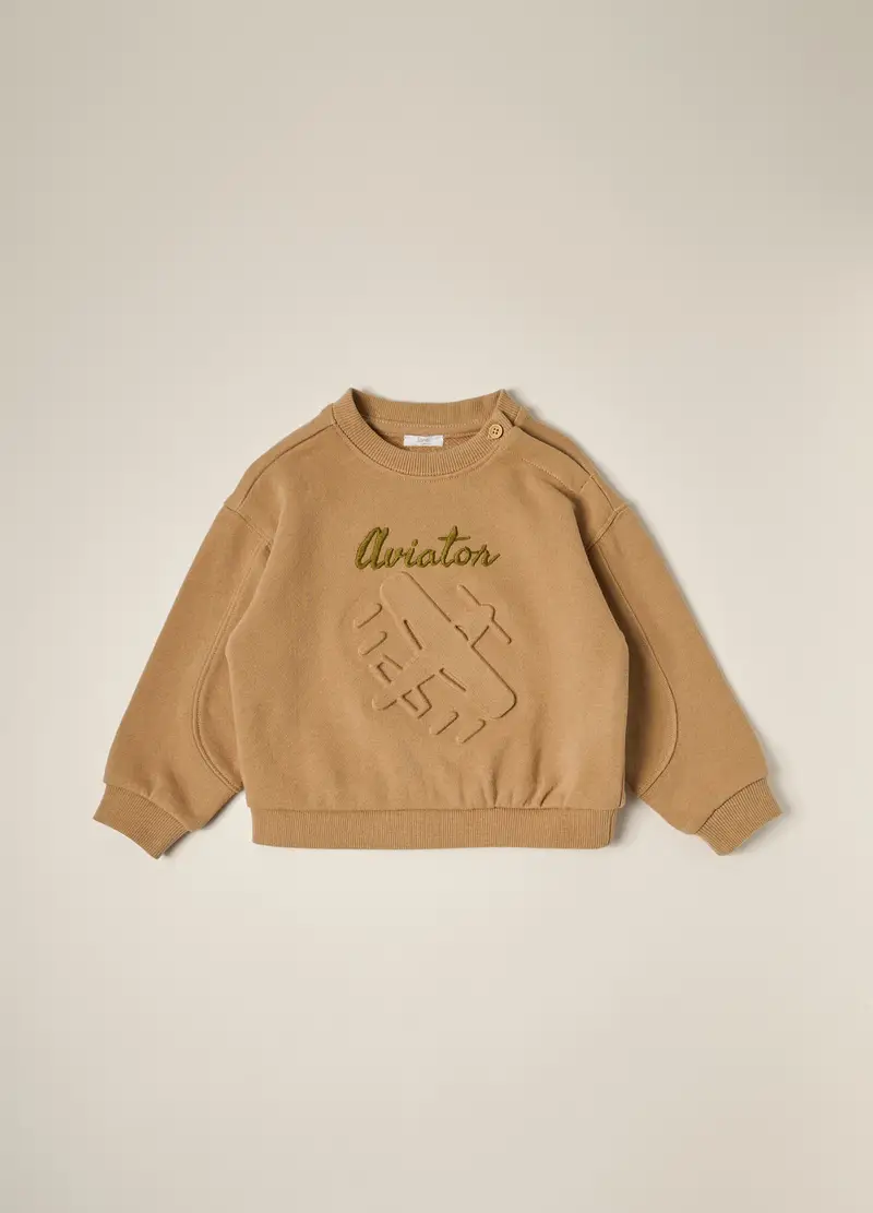 Blukids, Felpa In French Terry Di Puro Cotone Iana Neonato, Marrone chiaro, Taglia: 6