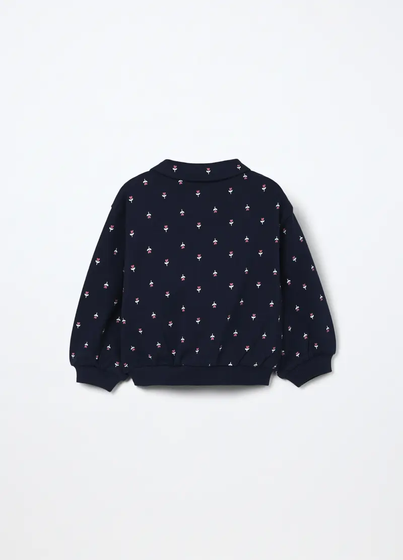 Felpa In French Terry Di Puro Cotone Neonata, Bambina, Blu scuro miniatura 2