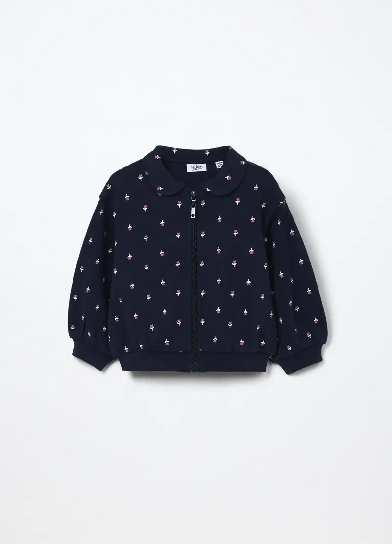 Felpa In French Terry Di Puro Cotone Neonata, Bambina, Blu scuro