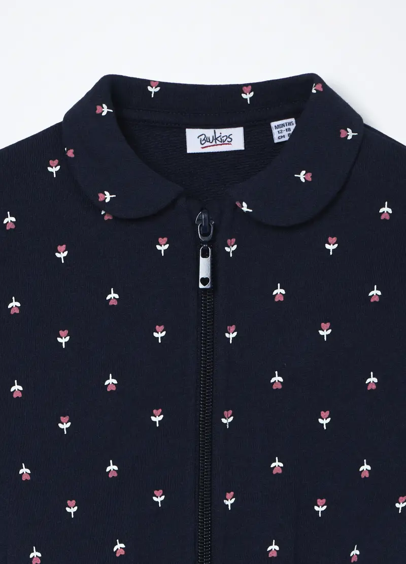 Felpa In French Terry Di Puro Cotone Neonata, Bambina, Blu scuro miniatura 3