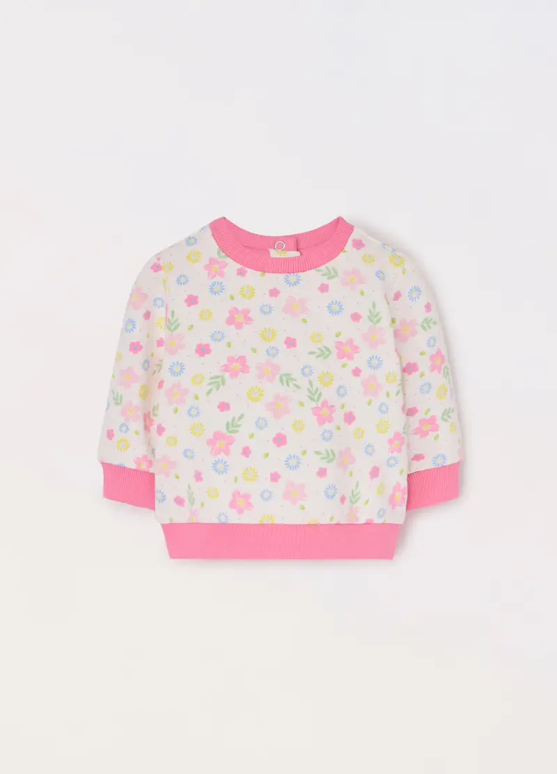 Blukids, Felpa In French Terry Di Puro Cotone Neonata, Bianco, Taglia: 1-3