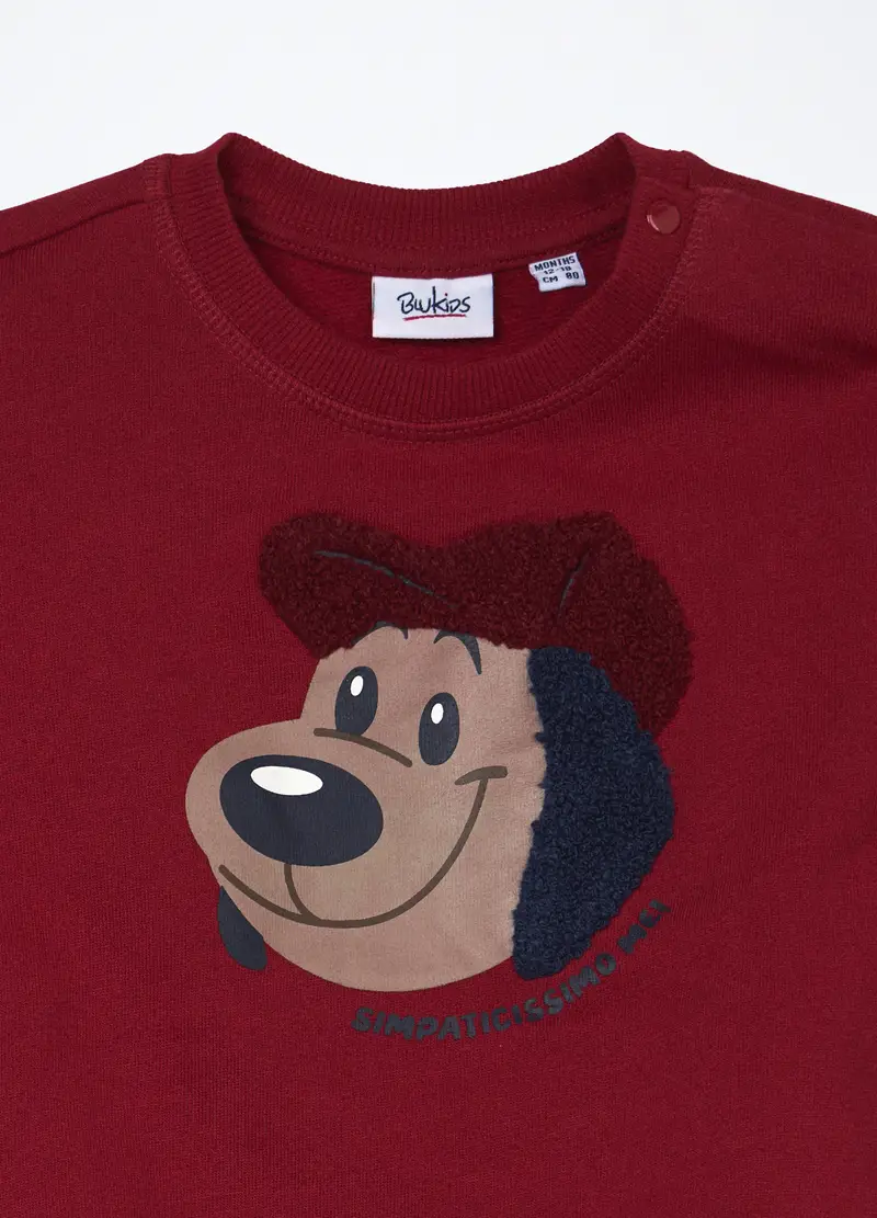 Felpa In French Terry Di Puro Cotone Neonato, Bambino, Rosso scuro miniatura 3