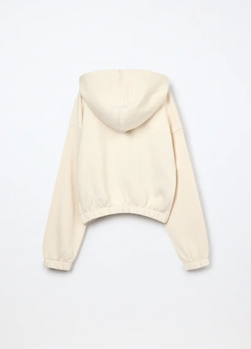 Felpa In French Terry Di Puro Cotone Ragazza, Bambina, Beige chiaro miniatura 2