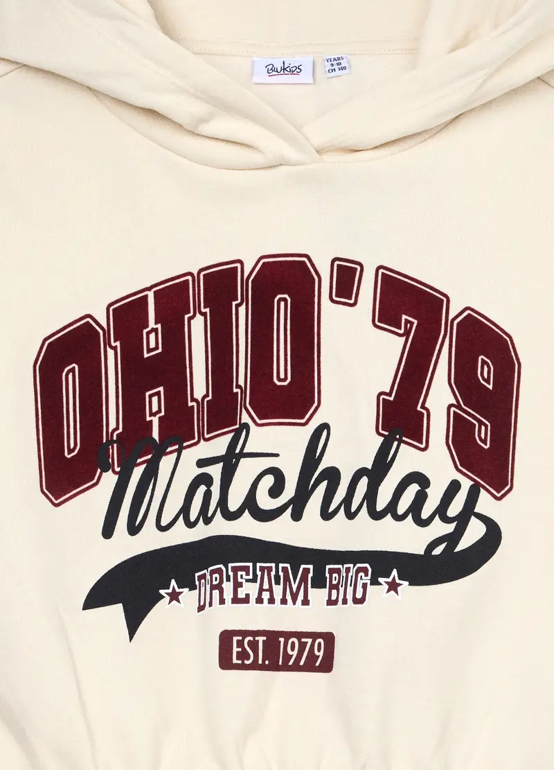 Felpa In French Terry Di Puro Cotone Ragazza, Bambina, Beige chiaro miniatura 3