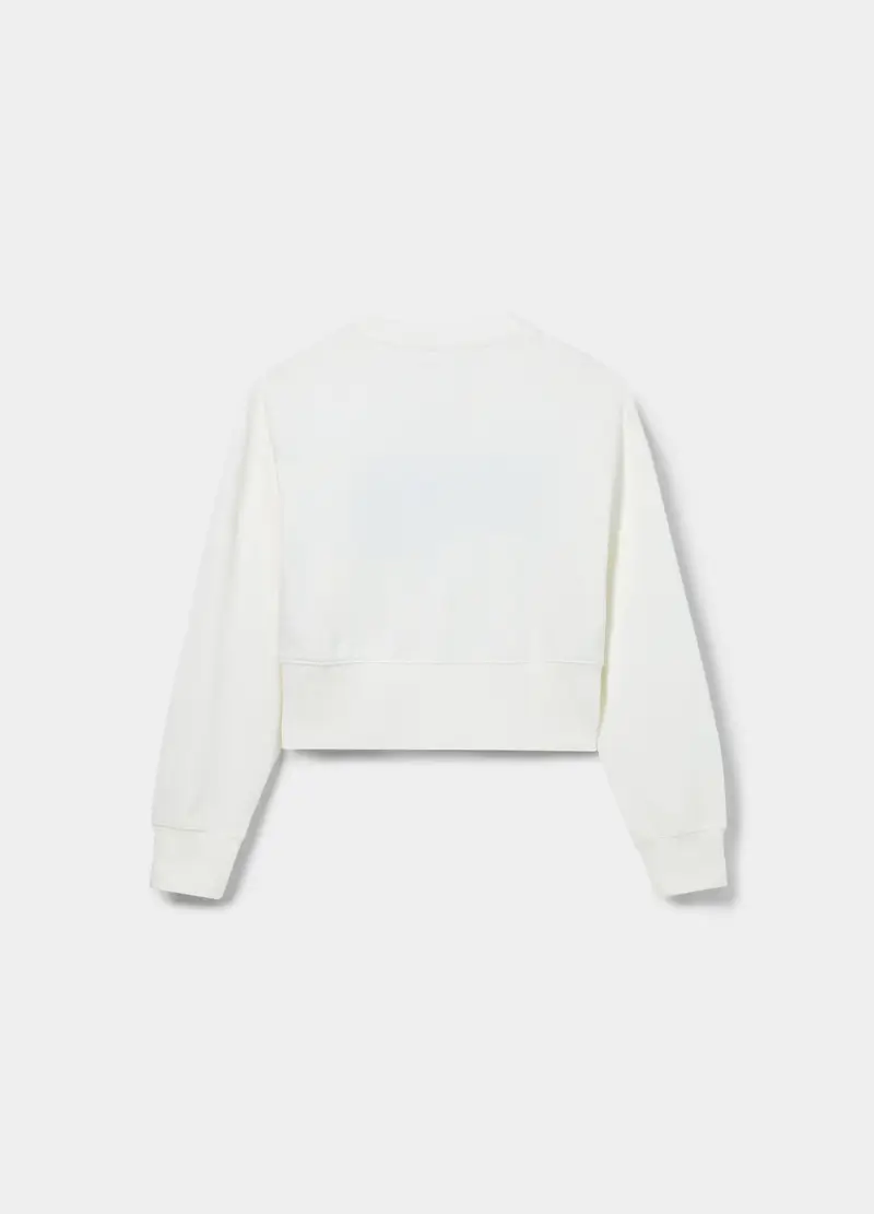 Felpa In French Terry Di Puro Cotone Ragazza, Bambina, Bianco gesso miniatura 2