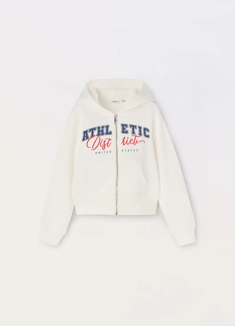 Blukids, Felpa In French Terry Di Puro Cotone Ragazza, Bambina, Bianco gesso, Taglia: 12-13