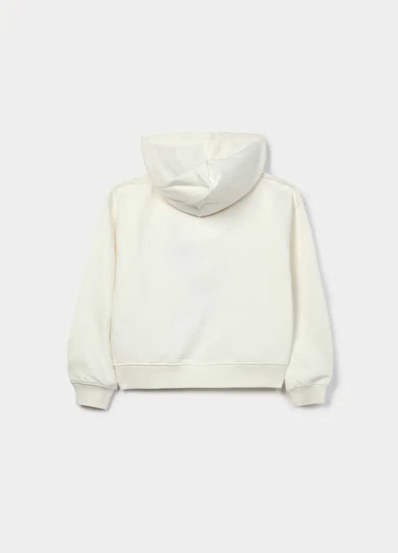 Felpa In French Terry Di Puro Cotone Ragazza, Bambina, Bianco panna miniatura 2